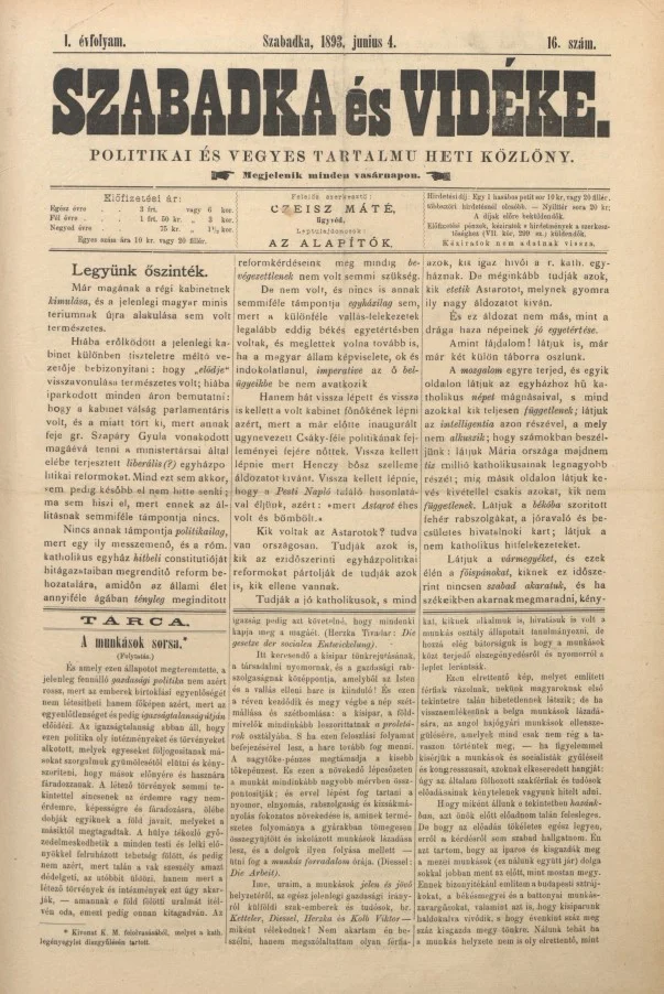 Szabadka és vidéke II, 1. évf. 1893. június 4. 16. sz.