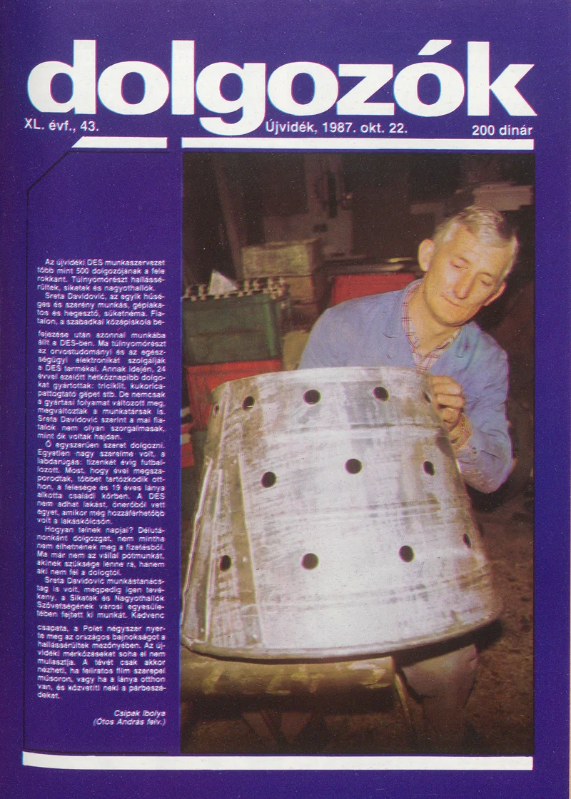 Dolgozók, 41. évf. 1987. október 22. 43. sz.