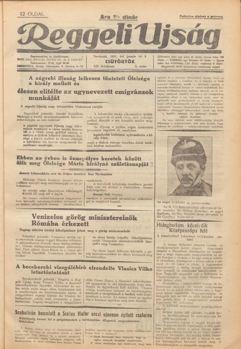 Reggeli Újság, 12. évf. 1931. január 8. 5. sz.
