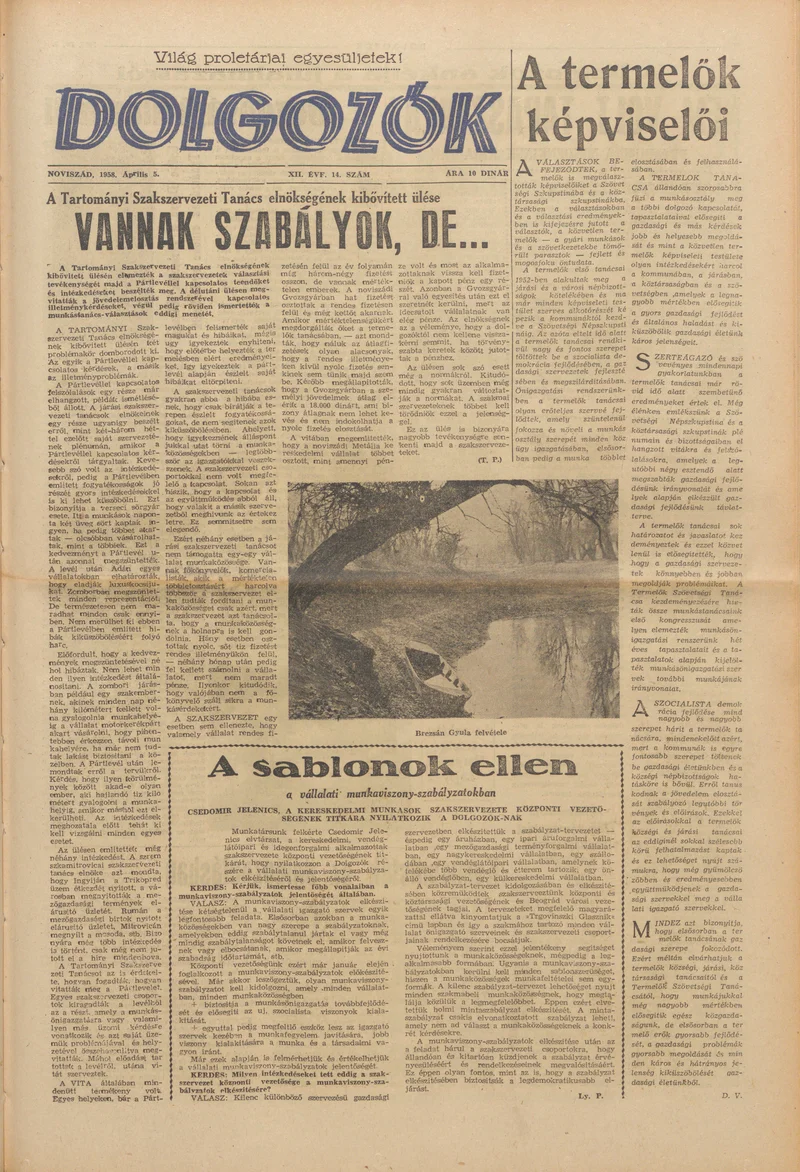 Dolgozók, 12. évf. 1958. április 5. 14. sz.