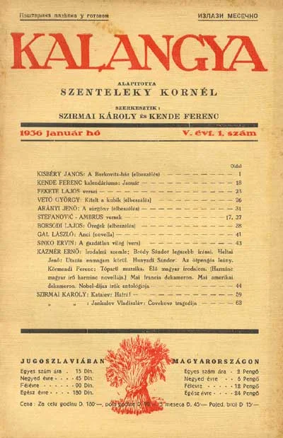 Kalangya, 5. évf. 1936. január. 1. sz. 1–64. oldal