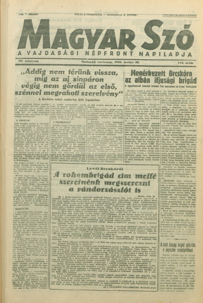 Magyar Szó, 3. évf. 1946. június 30. 154. sz. 1–10. oldal