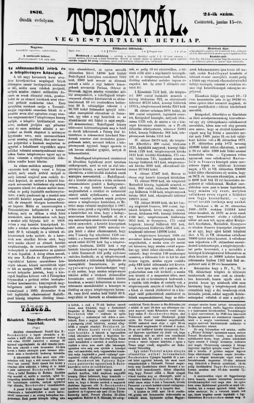 Torontál, 5. évf. 1876. június 15. 24. sz.