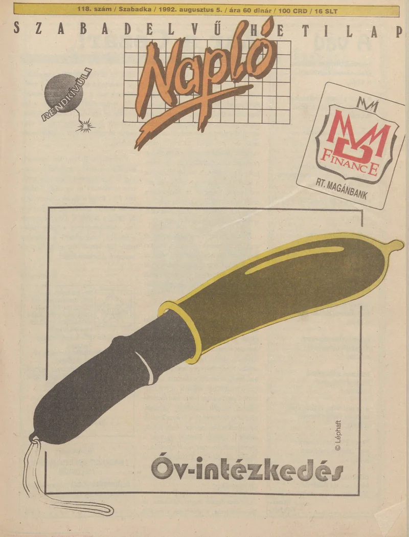 Napló - Szabadelvű hetilap, 3. évf. 1992. augusztus 5. 118. sz.
