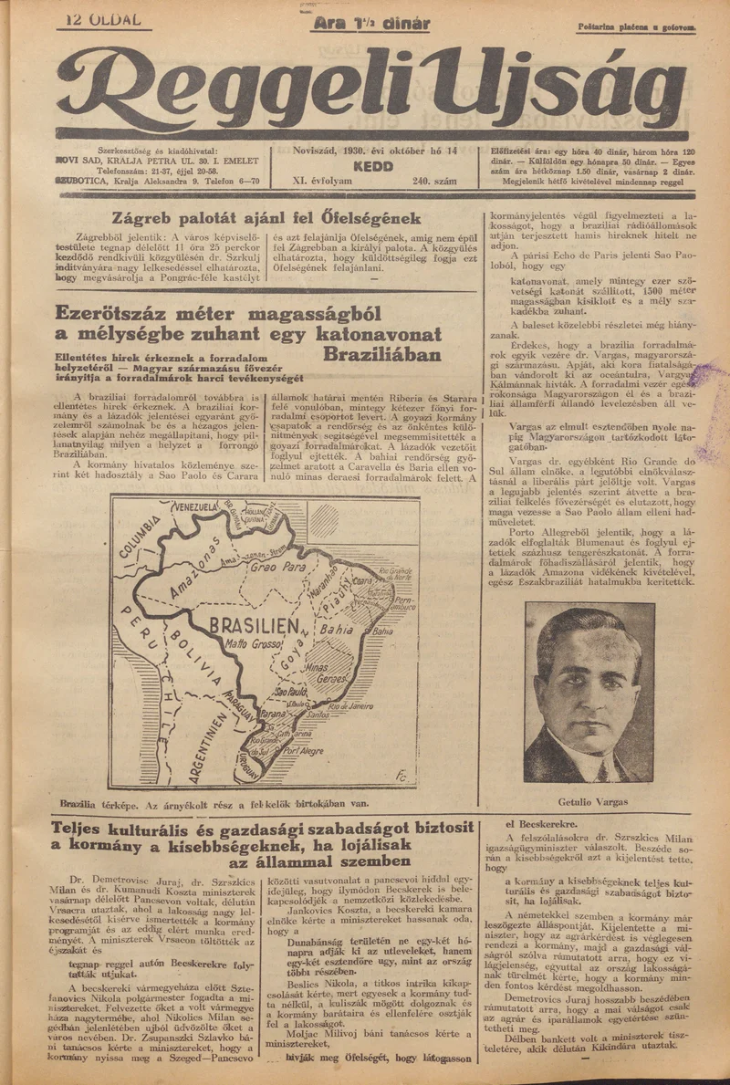 Reggeli Újság, 11. évf. 1930. október 14. 240. sz.