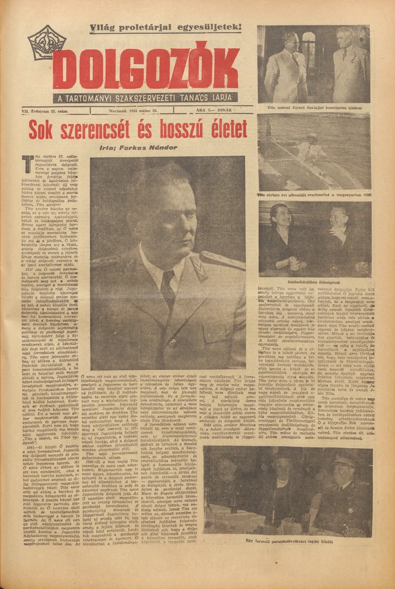 Dolgozók, 8. évf. 1954. május 25. 22. sz.