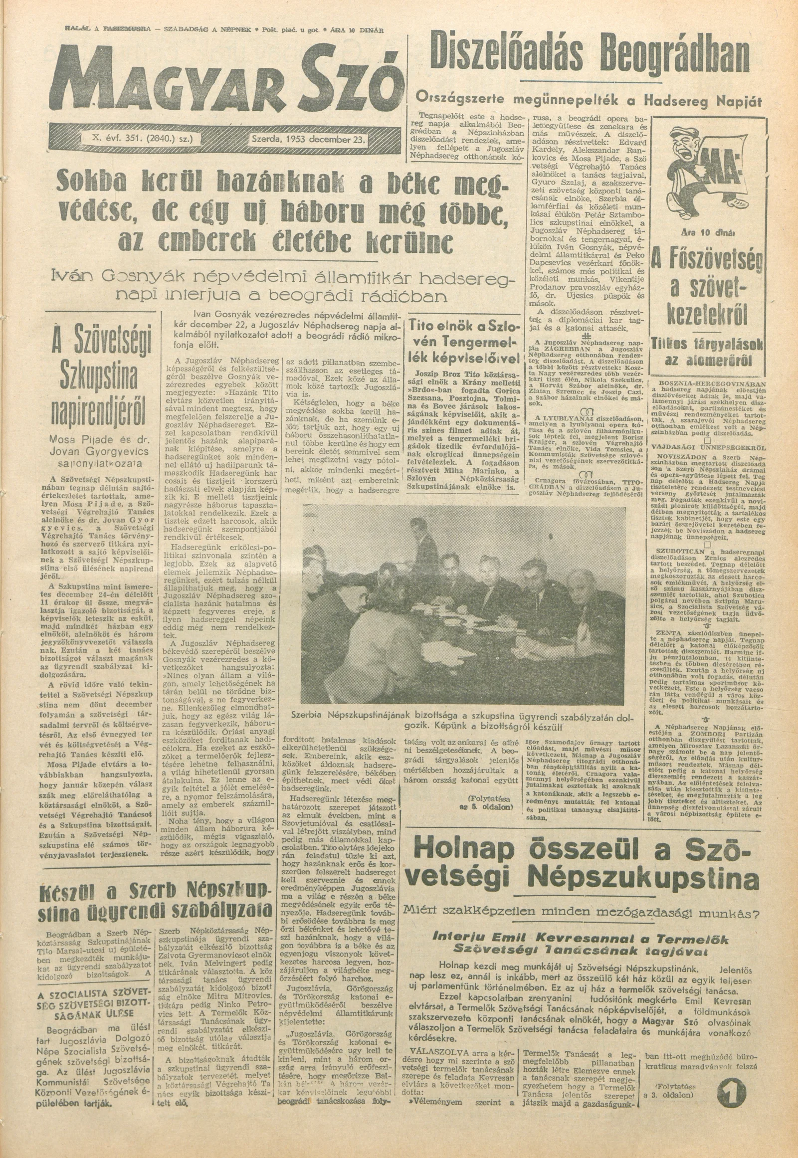 Magyar Szó, 10. évf. 1953. december 23. 351. sz. 1–12. oldal