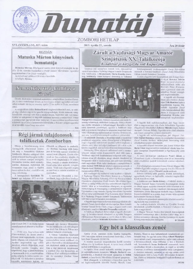 Dunatáj, 17. évf. 2015. április 22. 827. sz.