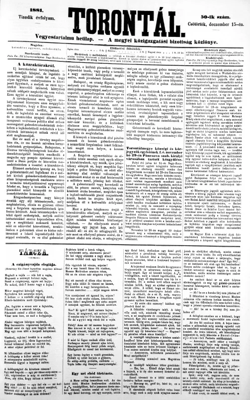 Torontál, 10. évf. 1881. december 15. 50. sz.