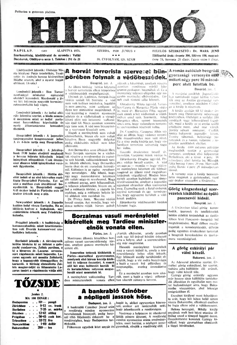Híradó, 59. évf. 1930. június 4. 128. sz.