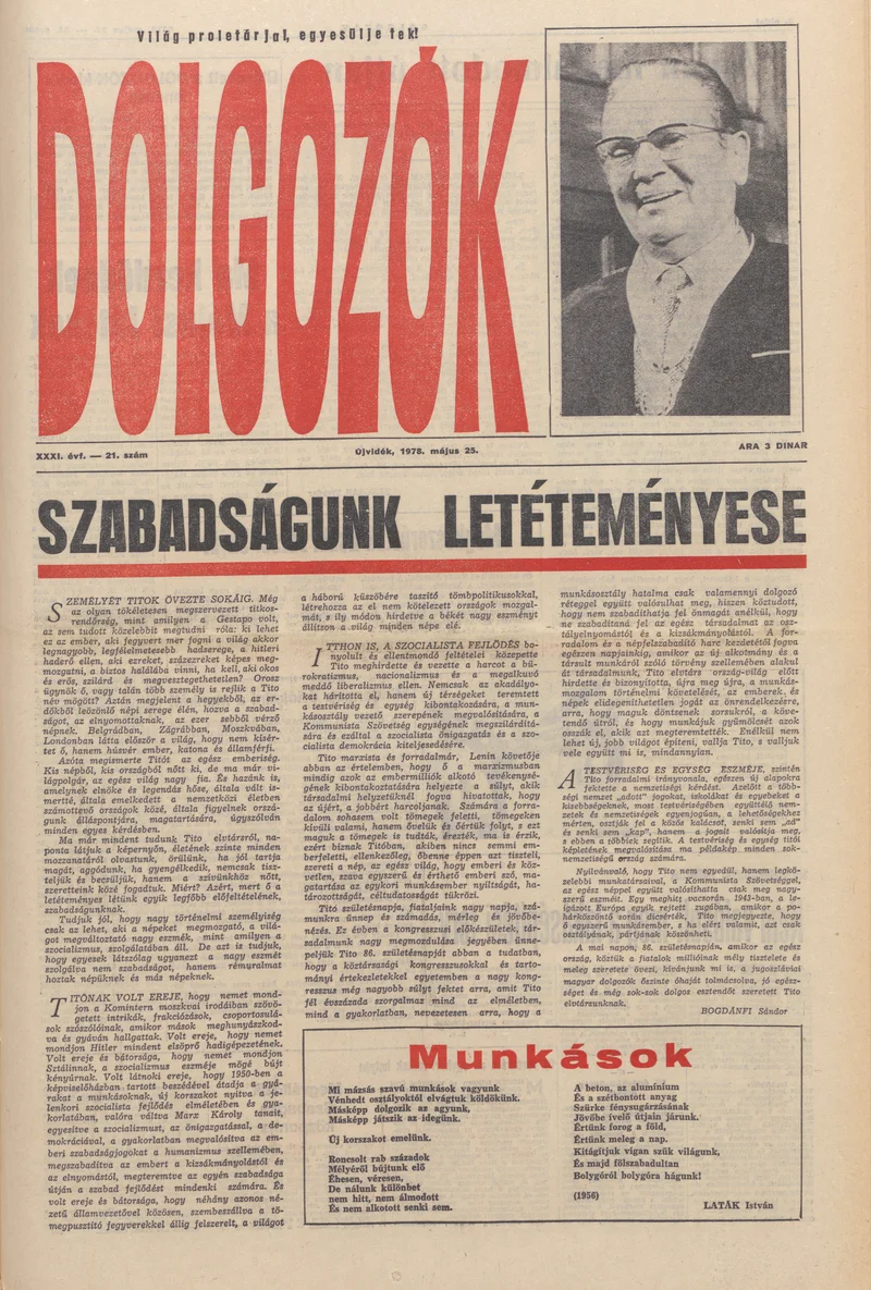 Dolgozók, 32. évf. 1978. május 25. 21. sz.
