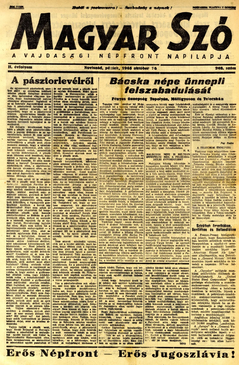 Magyar Szó, 2. évf. 1945. október 26. 248. sz. 1–8. oldal