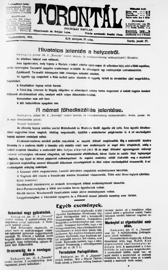 Torontál, 44. évf. 1915. január 27. 21. sz.