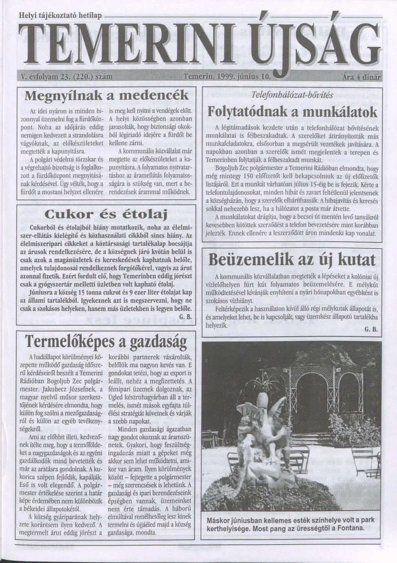Temerini Újság, 5. évf. 1999. június 10. 23. sz.