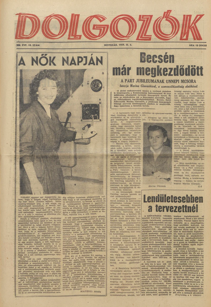 Dolgozók, 13. évf. 1959. március 6. 10. sz.