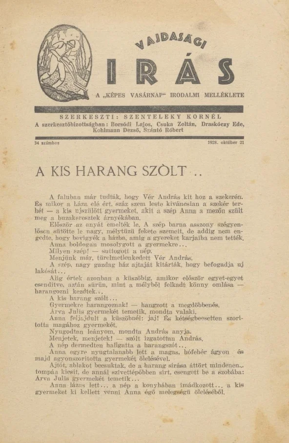 Vajdasági Írás, 1. évf. 1928. október 21. 34. sz. 129–160. oldal