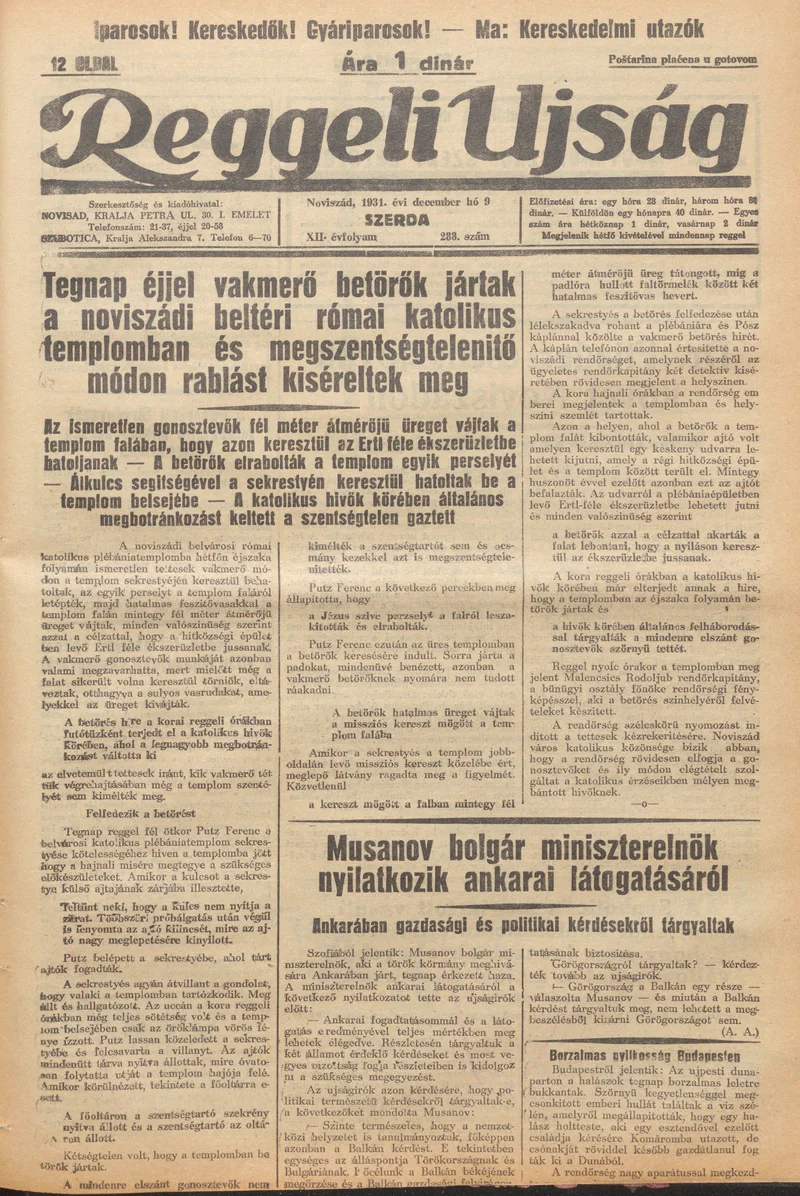 Reggeli Újság, 12. évf. 1931. december 9. 288. sz.
