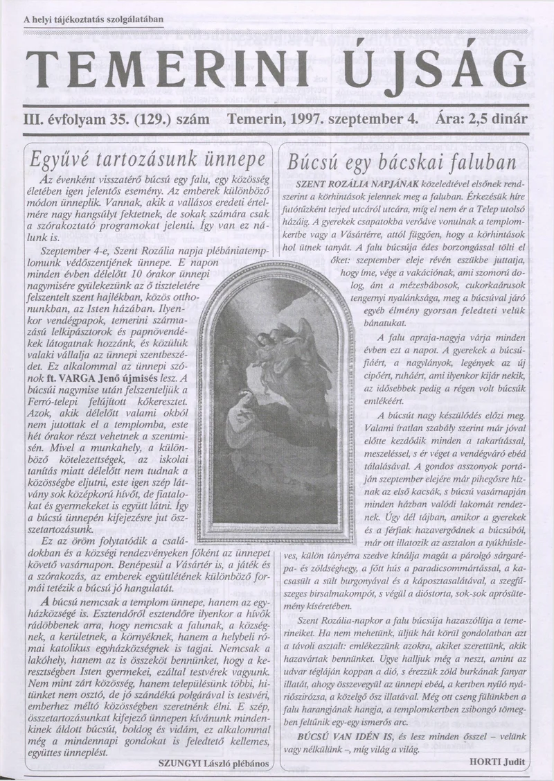 Temerini Újság, 3. évf. 1997. szeptember 4. 35. sz.