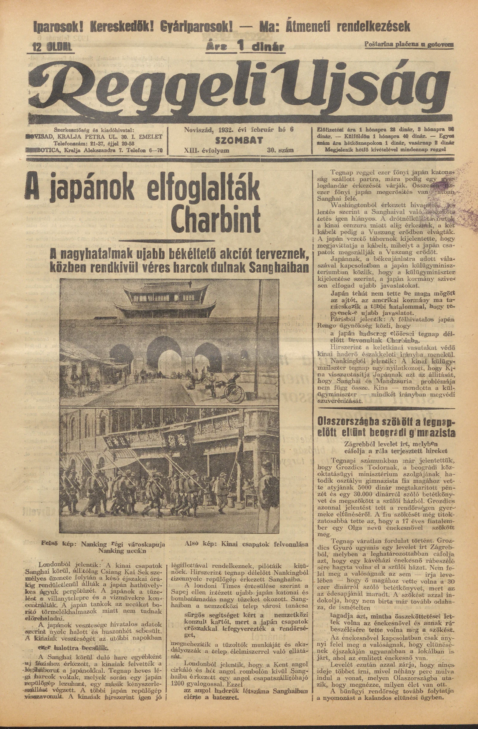 Reggeli Újság, 13. évf. 1932. február 6. 30. sz.