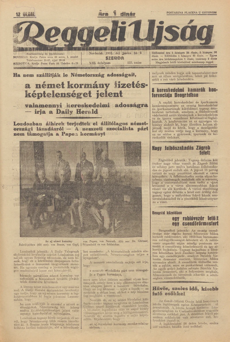Reggeli Újság, 13. évf. 1932. június 8. 133. sz.