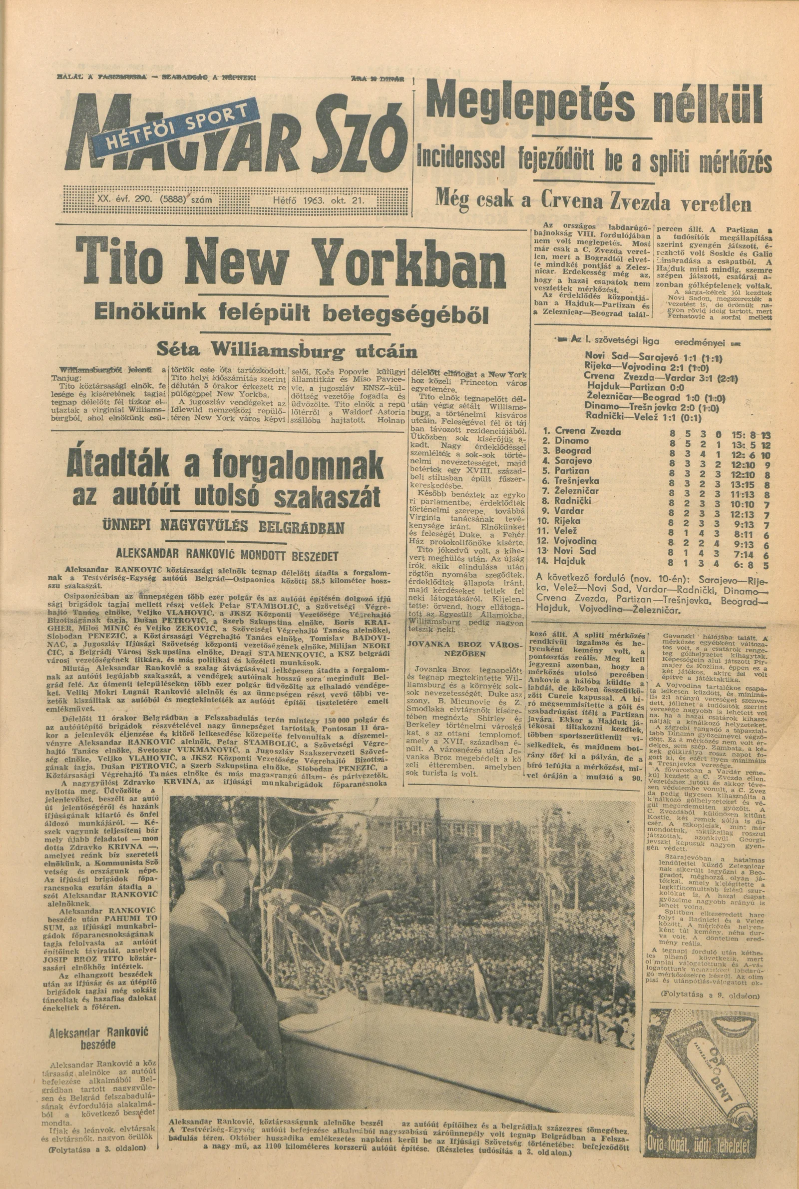 Magyar Szó, 20. évf. 1963. október 21. 290. sz. 1–16. oldal