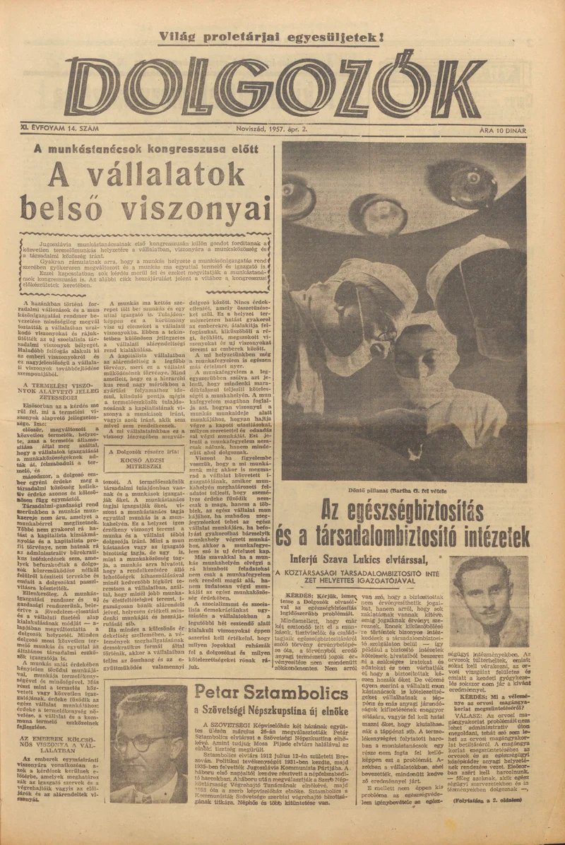 Dolgozók, 11. évf. 1957. április 2. 14. sz.