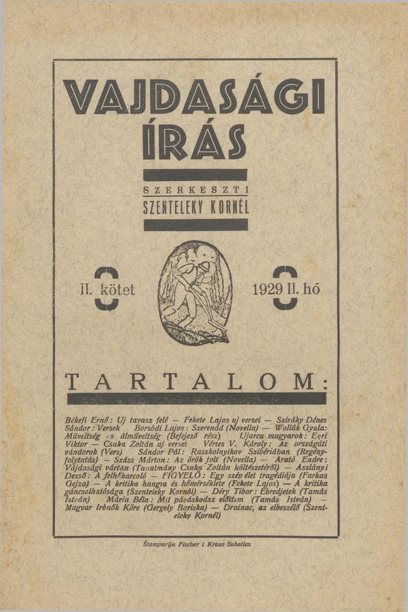 Vajdasági Írás, 2. évf. 1929. február 17. 4. sz. 97–176. oldal