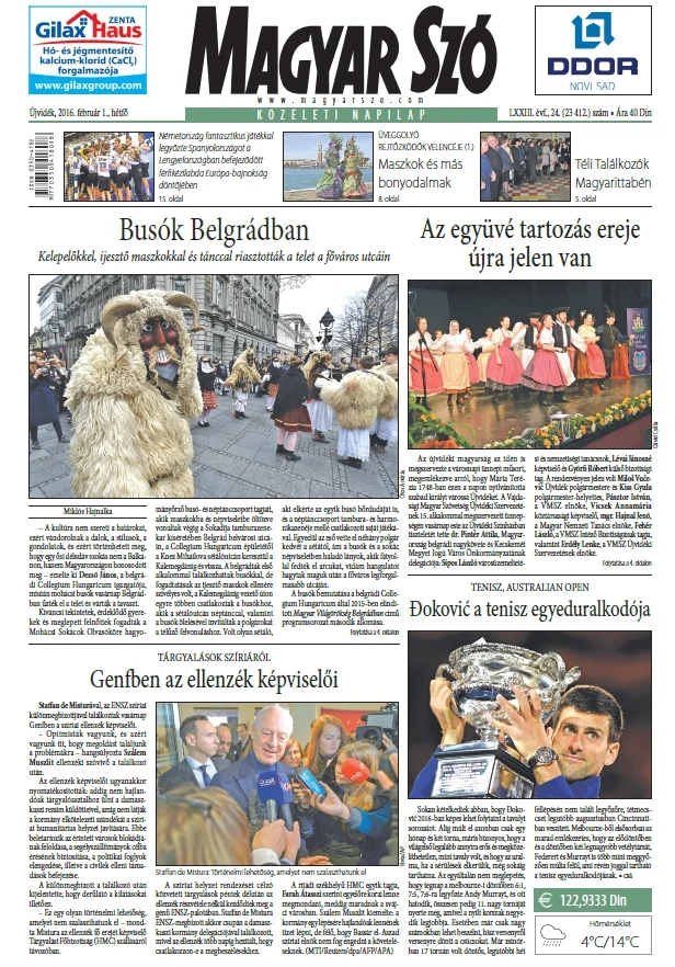 Magyar Szó, 73. évf. 2016. február 1. 24. sz. 1–20. oldal