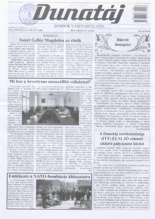 Dunatáj, 15. évf. 2013. március 27. 726–727. sz.