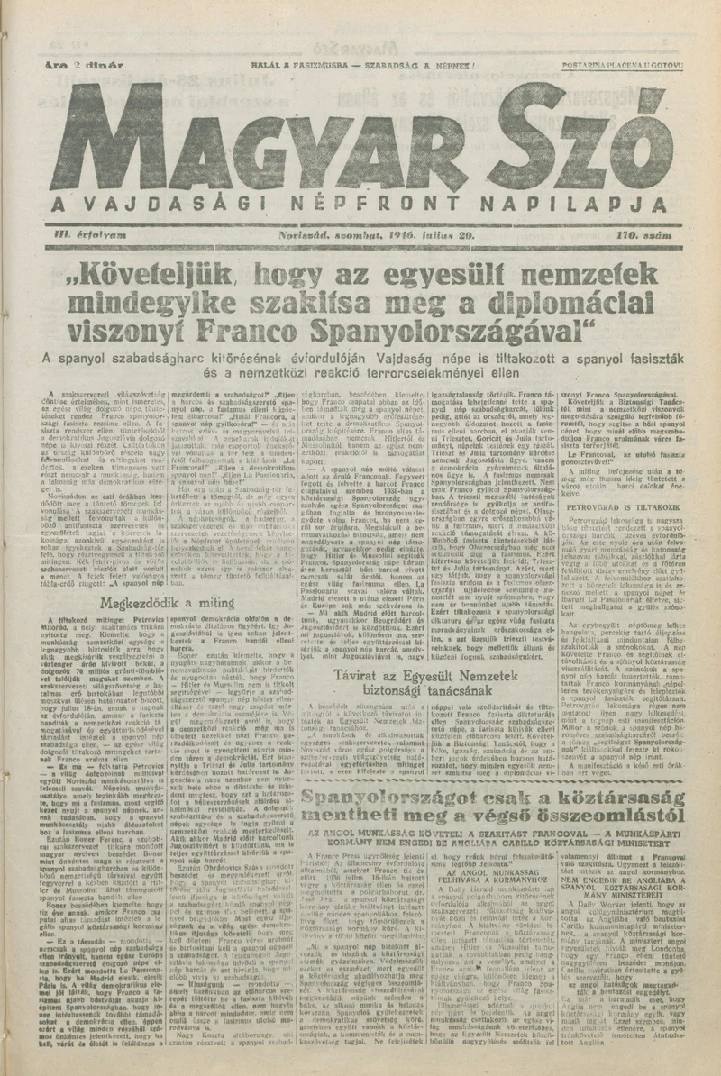Magyar Szó, 3. évf. 1946. július 20. 170. sz. 1–8. oldal