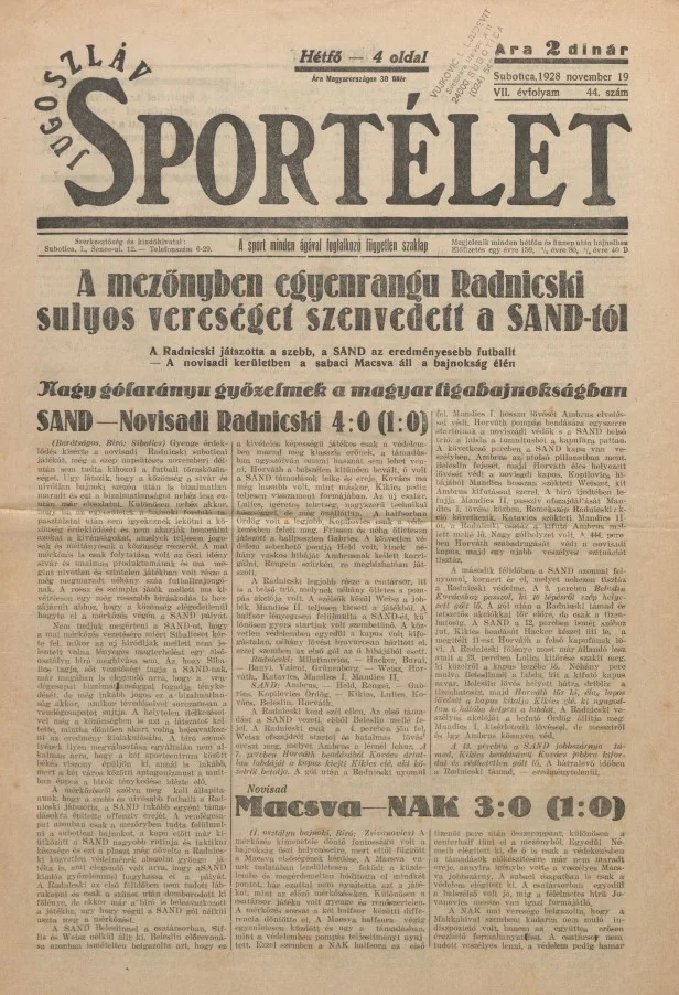 Jugoszláv sportélet, 7. évf. 1928. november 19. 44. sz.