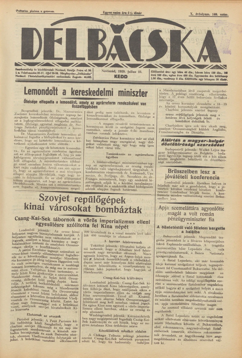 Délbácska, 10. évf. 1929. július 23. 169. sz.