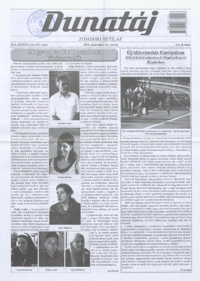Dunatáj, 17. évf. 2015. szeptember 23. 847. sz.