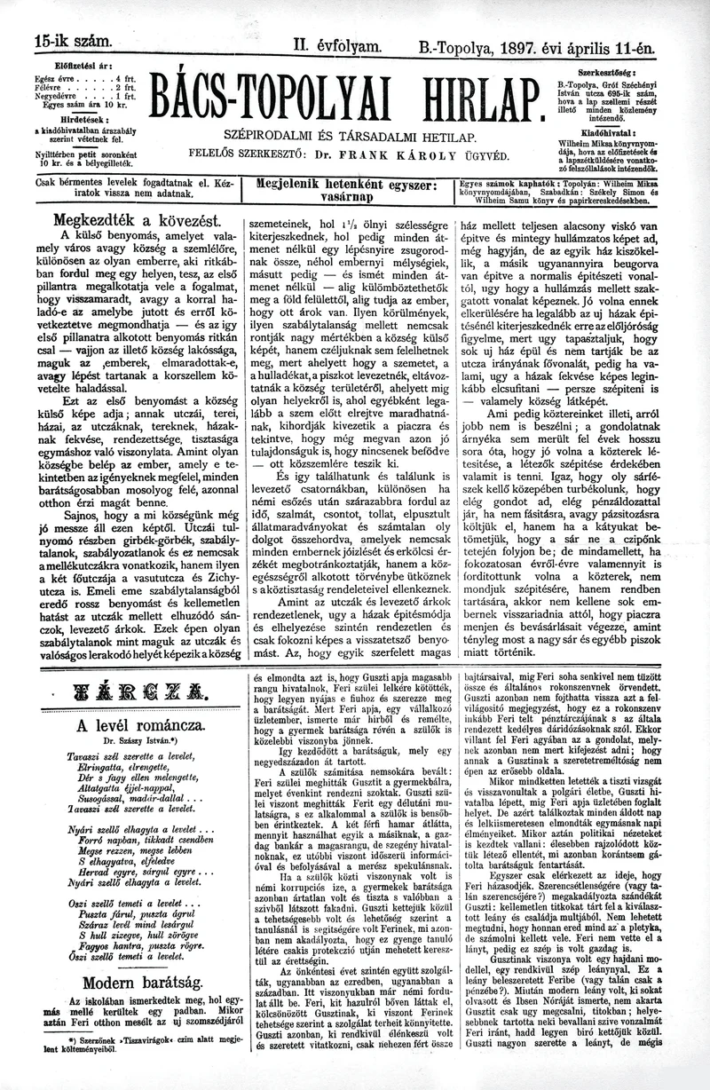Bács-Topolyai Hirlap, 2. évf. 1897. április 11. 15. sz.