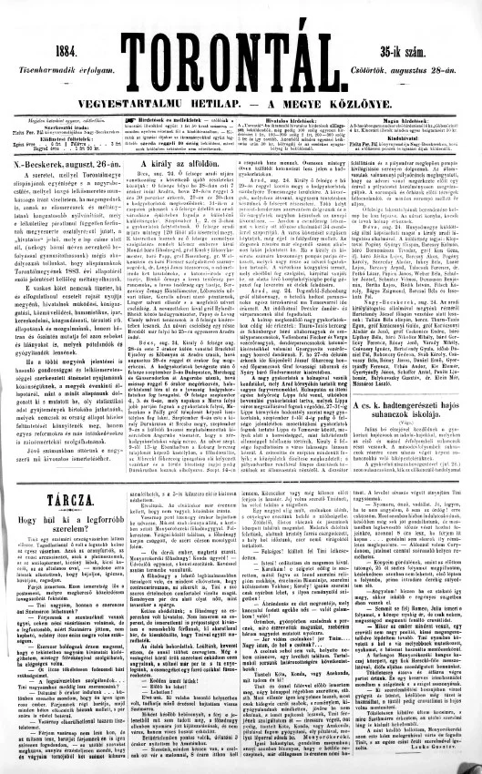 Torontál, 13. évf. 1884. augusztus 28. 35. sz.