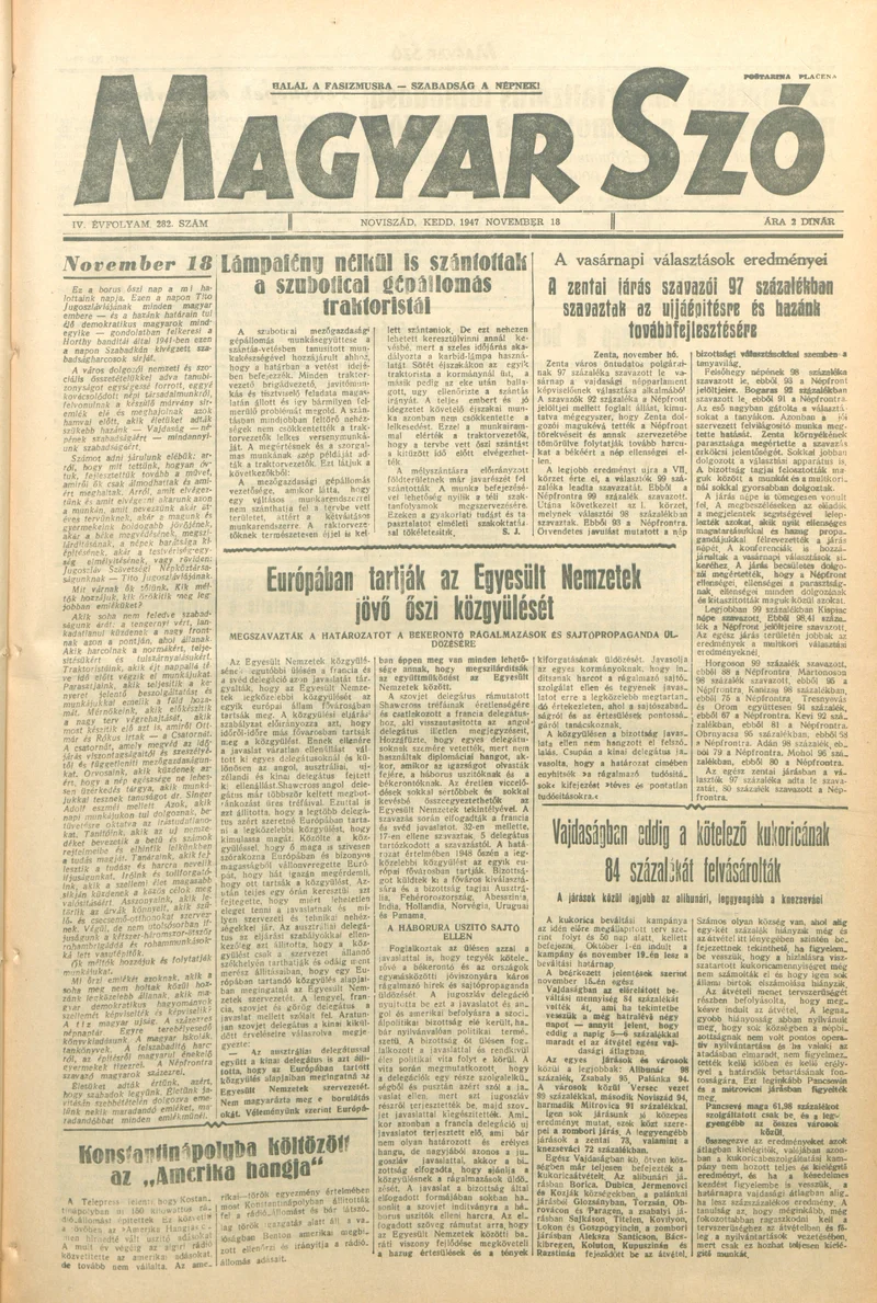 Magyar Szó, 4. évf. 1947. november 18. 282. sz. 1–6. oldal