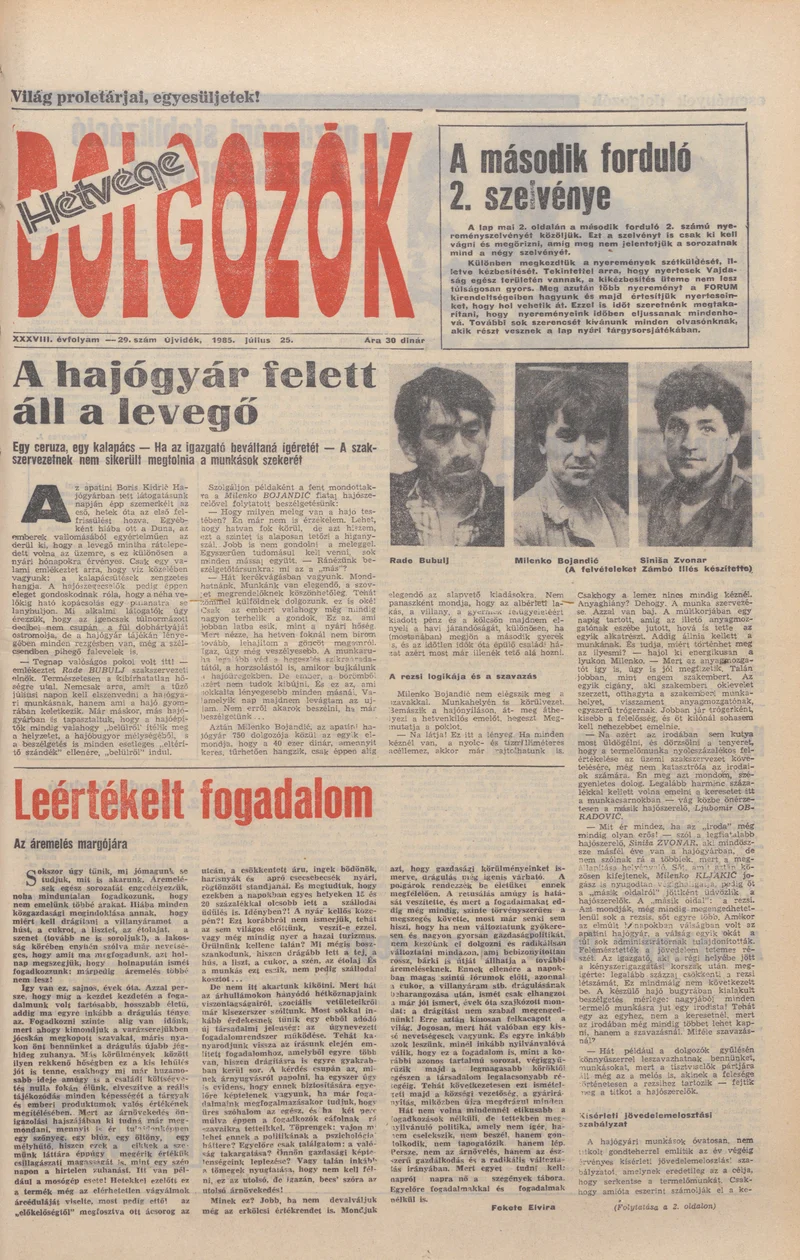 Dolgozók, 39. évf. 1985. július 25. 29. sz.