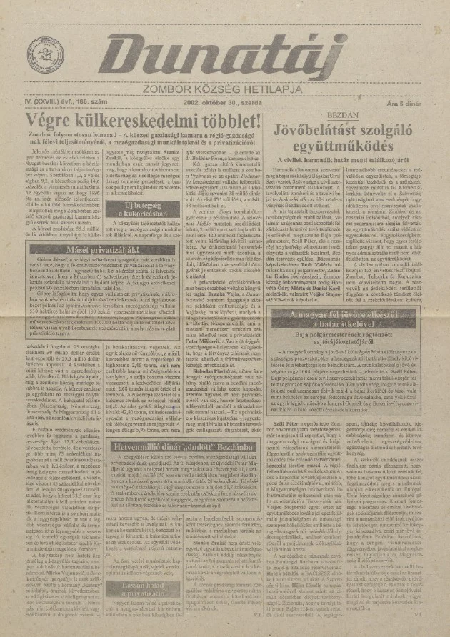 Dunatáj, 4. évf. 2002. október 30. 186. sz.
