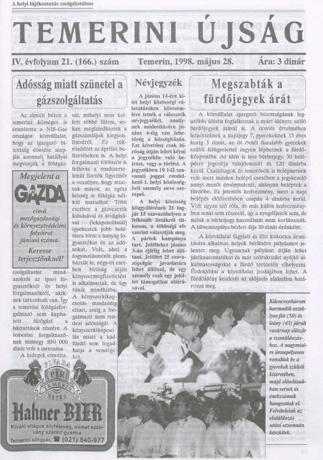 Temerini Újság, 4. évf. 1998. május 28. 21. sz.