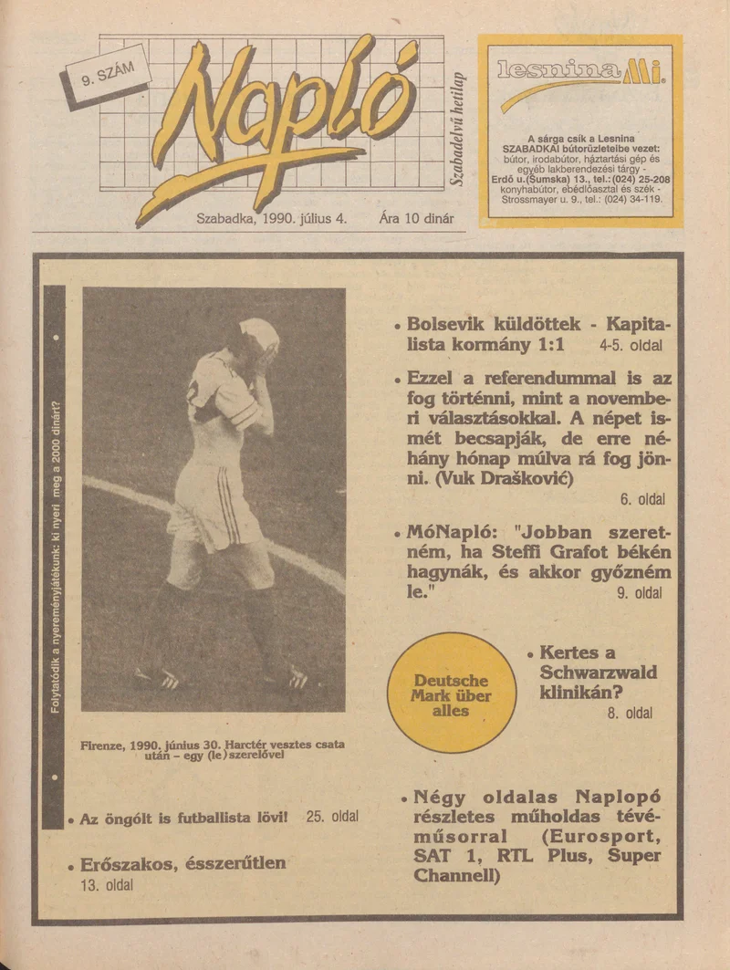 Napló - Szabadelvű hetilap, 1. évf. 1990. július 4. 9. sz.