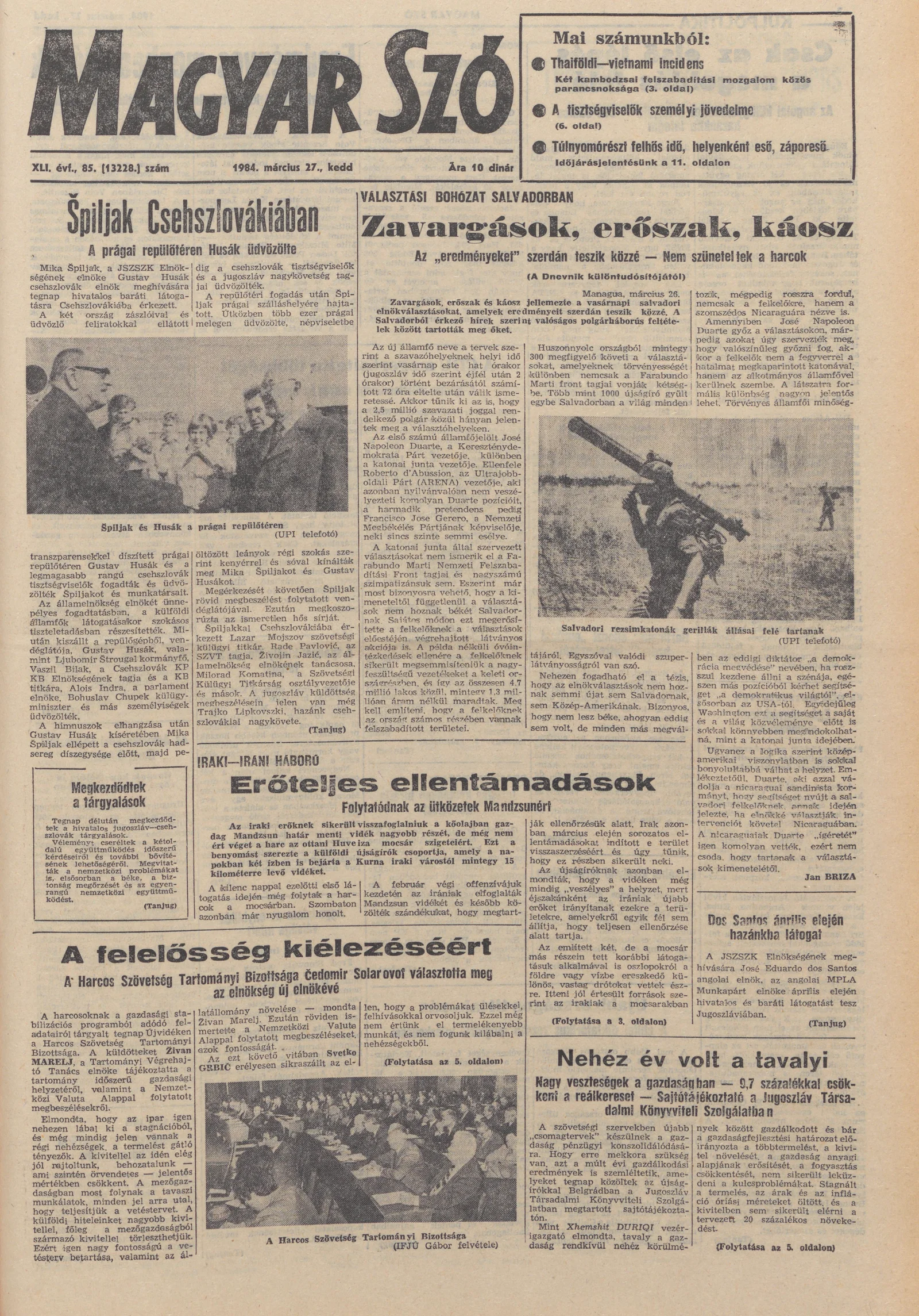 Magyar Szó, 41. évf. 1984. március 27. 85. sz. 1–20. oldal