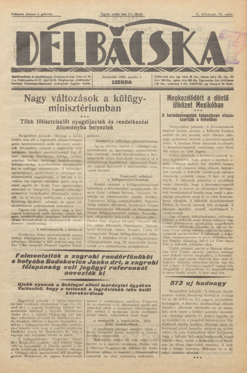 Délbácska, 10. évf. 1929. április 3. 78. sz.