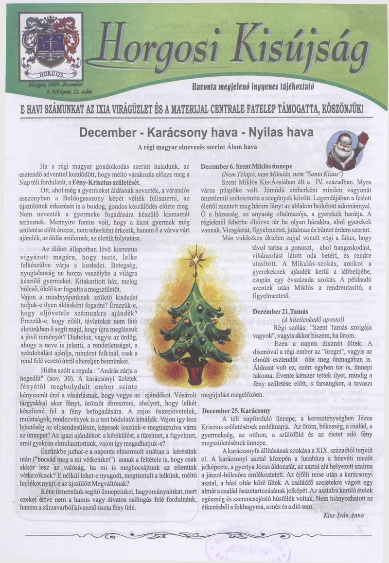 Horgosi Kisújság, 4. évf. 2009. december. 12. sz.