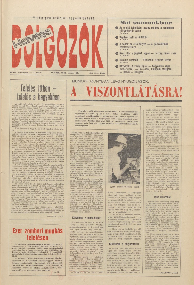 Dolgozók, 36. évf. 1982. január 21. 3. sz.