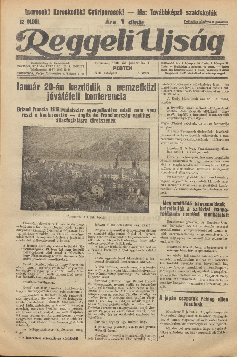 Reggeli Újság, 13. évf. 1932. január 8. 5. sz.