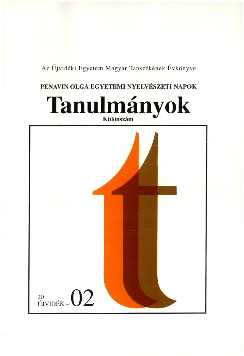Tanulmányok, 32. évf. 2002. Különszám 1–213. oldal