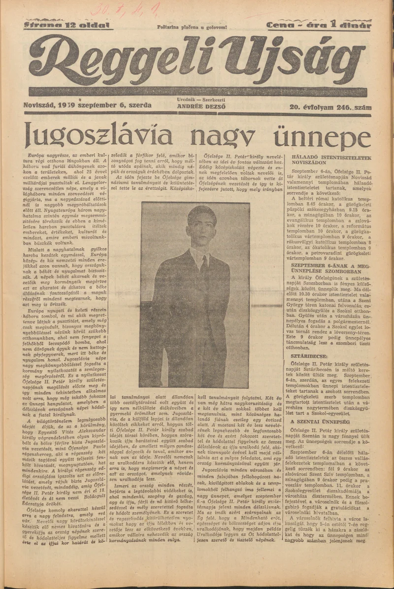 Reggeli Újság, 20. évf. 1939. szeptember 6. 246. sz.