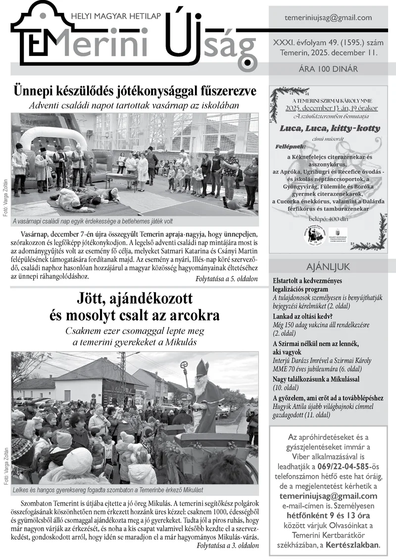 Temerini Újság, 31. évf. 2025. december 11. 49. sz.