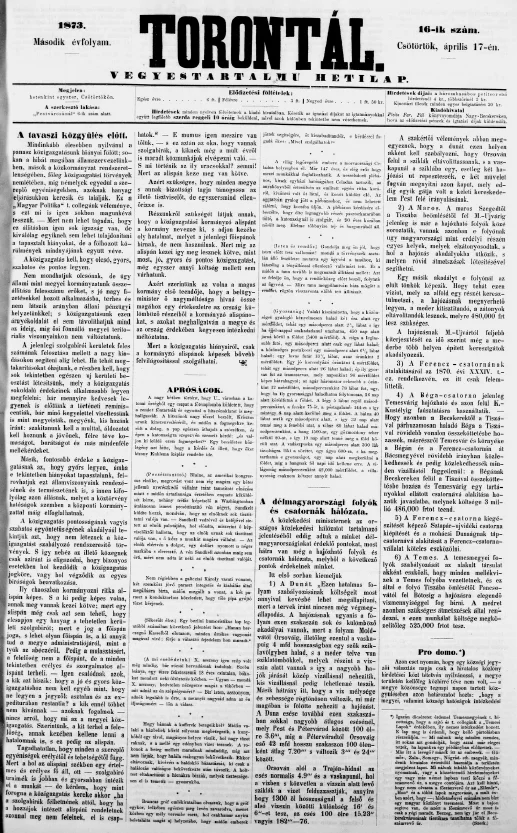 Torontál, 2. évf. 1873. április 17. 16. sz.