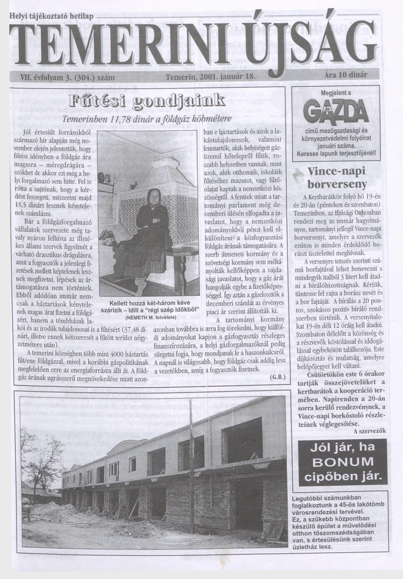 Temerini Újság, 7. évf. 2001. január 18. 3. sz.
